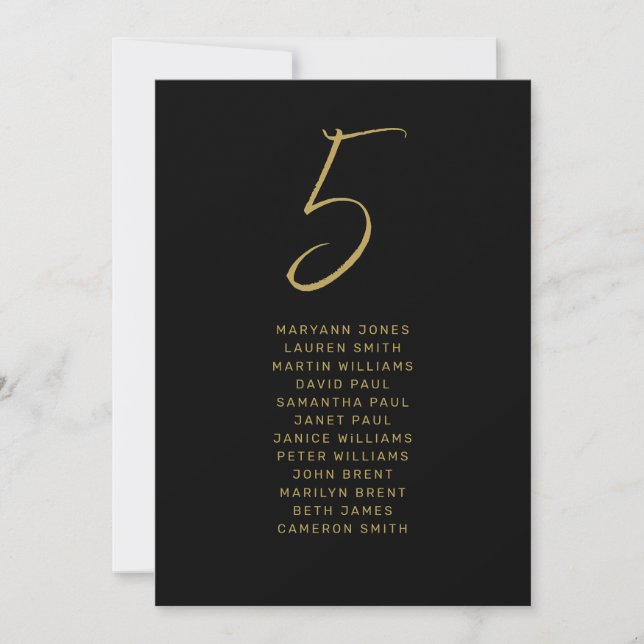 Moderne Black Gold Hand Letter Script Wedding (Vorderseite)