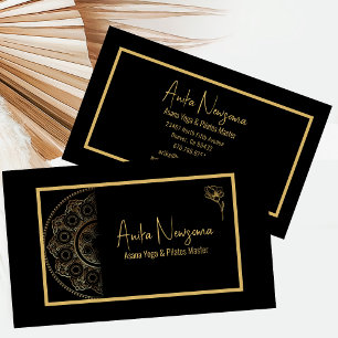Moderne Black & Gold Mandala Yoga/Pilates Visitenkarte
