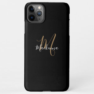 Moderne Black Gold Monogram Girl Script Name Chic iPhone 11Pro Max Hülle