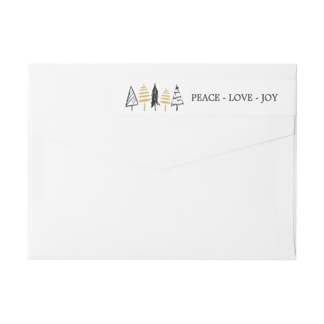 Moderne Black & Gold Peace Liebe Joy Christmas Tre (Rückseite)