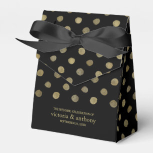 Moderne Black & Gold Polka Dots Hochzeit Geschenkschachtel