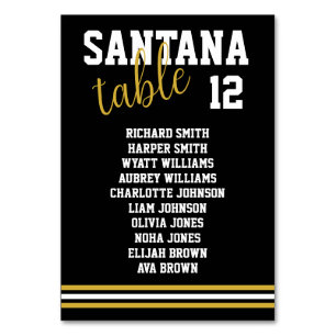 Moderne Black Gold Sporty Wedding Chart Tischnummer