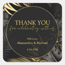 Moderne Black Gold Tropical Wedding Vielen Dank