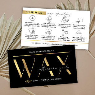 Moderne Black & Gold Waxing Aftercare Instruktione Visitenkarte