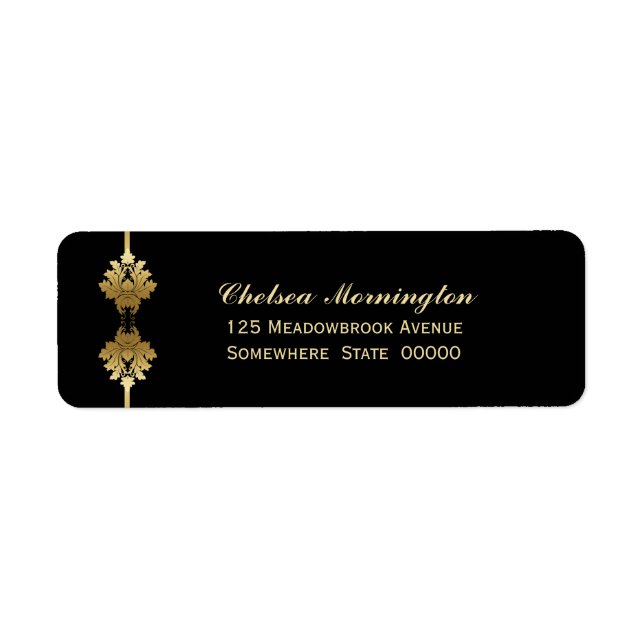 Moderne Black Gold Wedding Rücksendeadresse (Vorne)
