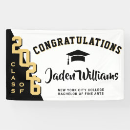 Moderne Black Golden Abschluss Class 2025 Party Banner