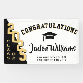 Moderne Black Golden Abschluss Class 2025 Party Banner