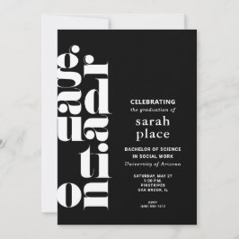 Moderne Black Graduation Party Einladung