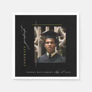 Moderne Black Graduation Party Serviette