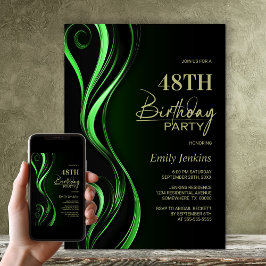 Moderne Black Green Birthday Party Einladung