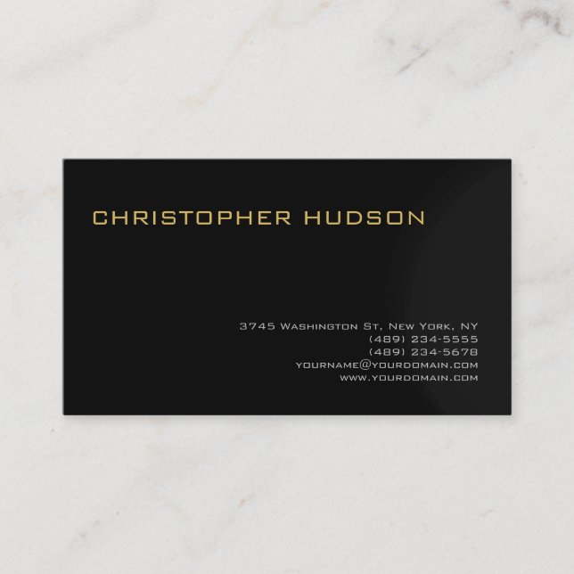 Moderne Black Grey Simple Carte de visite simple (Devant)