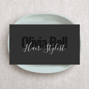 Moderne Black Hair Stylist Business Card Visitenkarte