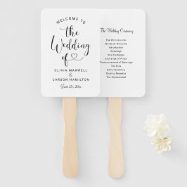 Moderne Black Heart Script Hochzeit Begrüßung Fächer