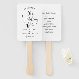 Moderne Black Heart Script Hochzeit Begrüßung Fächer