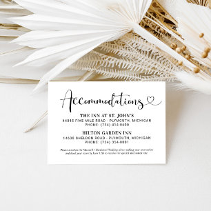 Moderne Black Heart Script Hochzeitsunterkünfte Begleitkarte