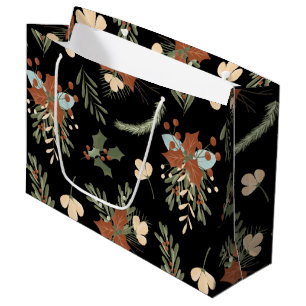Moderne Black Holly Verlasse Berries Pattern Gesch Große Geschenktüte