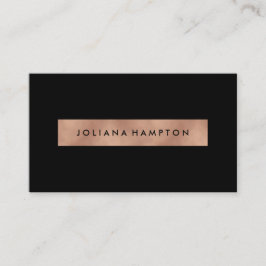Moderne Black Luxe Rose Gold Metallfolie Visitenkarte