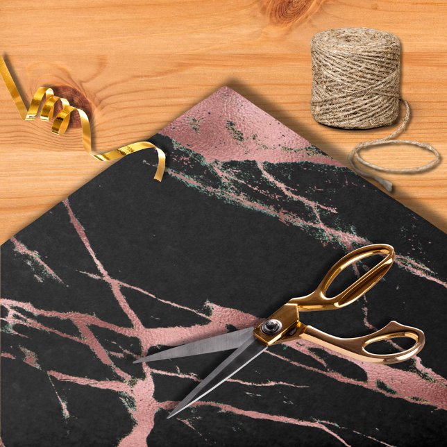 Moderne Black Marble Rose Gold Glitzer Hochzeit Seidenpapier (Von Creator hochgeladen)