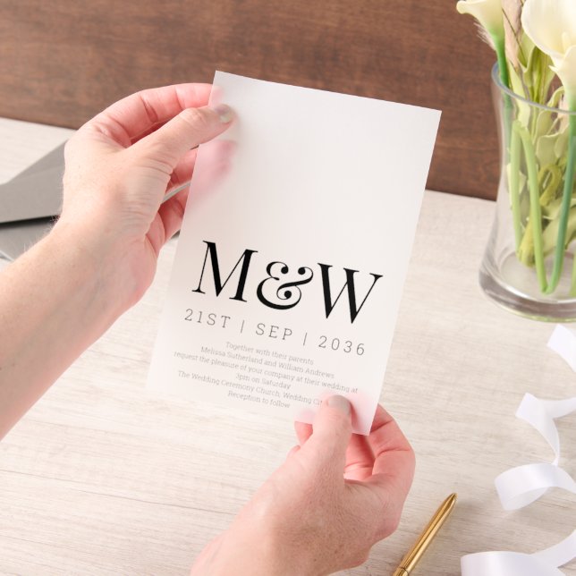 Moderne Black Monogram Overlay-Hochzeit (Handgehalten)