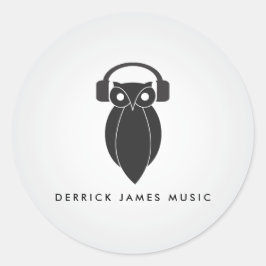 Moderne Black Night Owl Logo DJs, Band, Musiker Runder Aufkleber