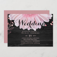 Moderne Black Pink Daisy Wedding