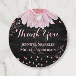 Moderne Black Pink Daisy Wedding Geschenkanhänger