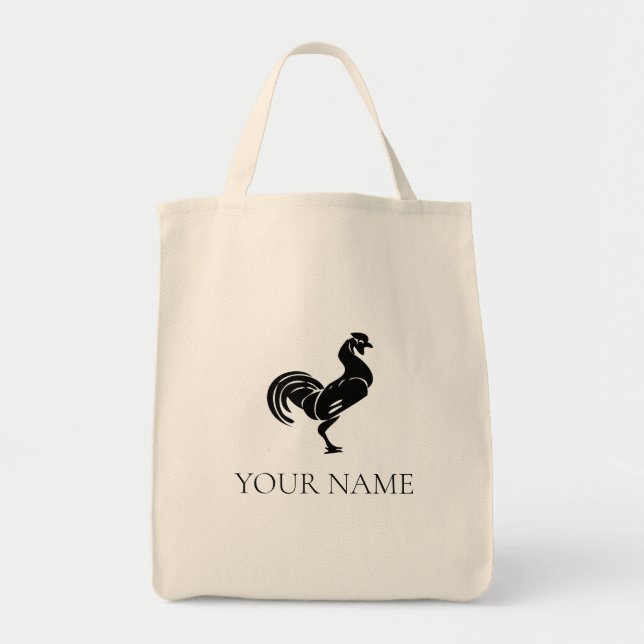 Moderne Black Rooster Logo Toag Tragetasche (Vorne)