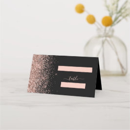 Moderne Black Rose Gold Glitzer Edge Wedding Platzkarte