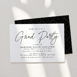 Moderne Black Script Graduation Party Einladung