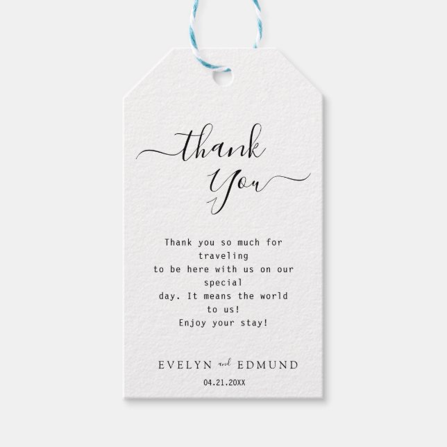 Moderne Black Script Hochzeit Vielen Dank für Ihr  Geschenkanhänger (Vorderseite)