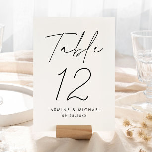 Moderne Black Script-Hochzeitkarte für die Tischnu