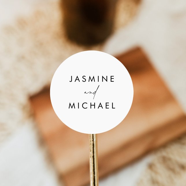 Moderne Black Script-Hochzeitsskripte-Umschlag Auf Runder Aufkleber (Von Creator hochgeladen)