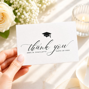 Moderne Black Script Typografy Graduation Party Dankeskarte