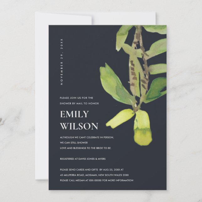 MODERNE BLACK SHOWER BY MAIL INVITE DANKESKARTE (Vorderseite)