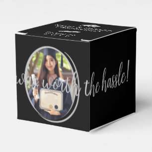 Moderne Black & Silver Abschluss Foto Diplomstufe Geschenkschachtel