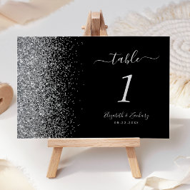 Moderne Black Silver Glitzer Edge Wedding Tischnummer