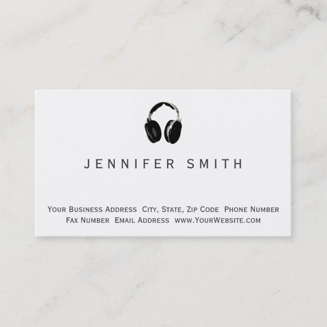Moderne Black Simple Music Business Card Visitenkarte (Vorderseite)