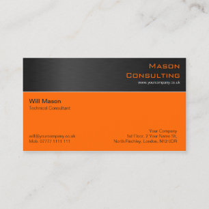 Moderne Black Steel und Orange Business Card Visitenkarte