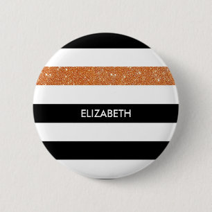 Moderne Black Stripes IMITATE Orange Glitz und Nam Button