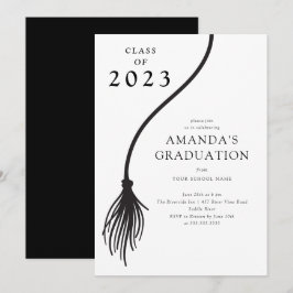 Moderne Black Tassel Graduation Party Einladung