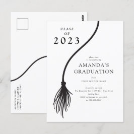 Moderne Black Tassel Graduation Party Postcard Postkarte