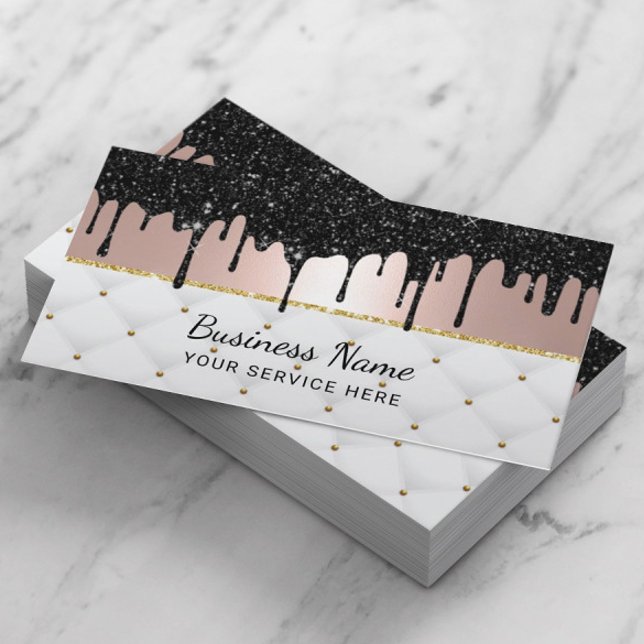 Moderne Black Tropfens Rose Gold Luxus Schönheitss Visitenkarte (Von Creator hochgeladen)