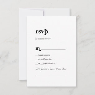 Moderne Black Typography Song Request RSVP Card Karte