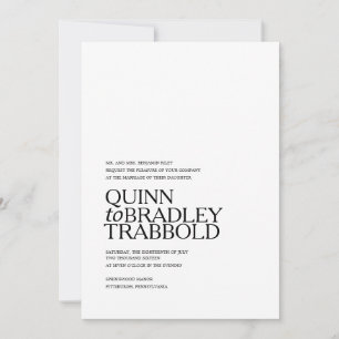 MODERNE BLACK UND WEISSE GLAM Hochzeitsreise Einladung