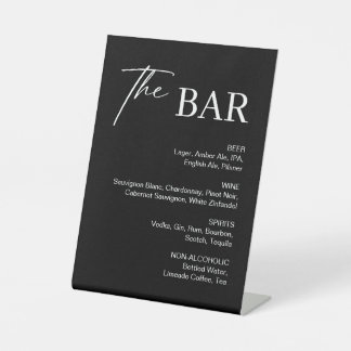 Moderne Black Wedding Bar Sockelschild