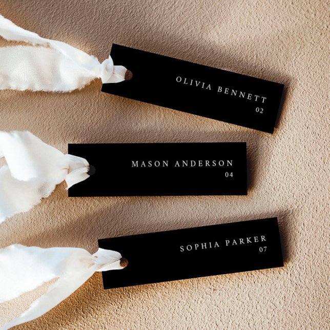 Moderne Black Wedding Name Platzkarten (Delivered untrimmed)