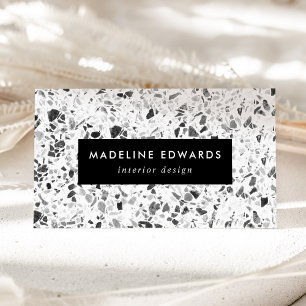 Moderne Black & White Terrazzo Business Card Visitenkarte