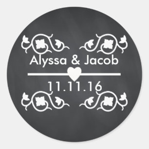 Moderne Blackboard-Hochzeit Runder Aufkleber