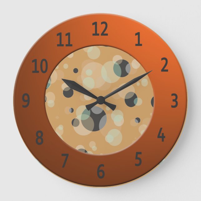 Moderne Blasen mit schlankem Orangenkreis Große Wanduhr (Vorderseite)