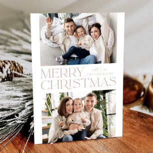 Moderne Blass-Mauve-Frohe-Weihnachten-2-Foto Feiertagskarte